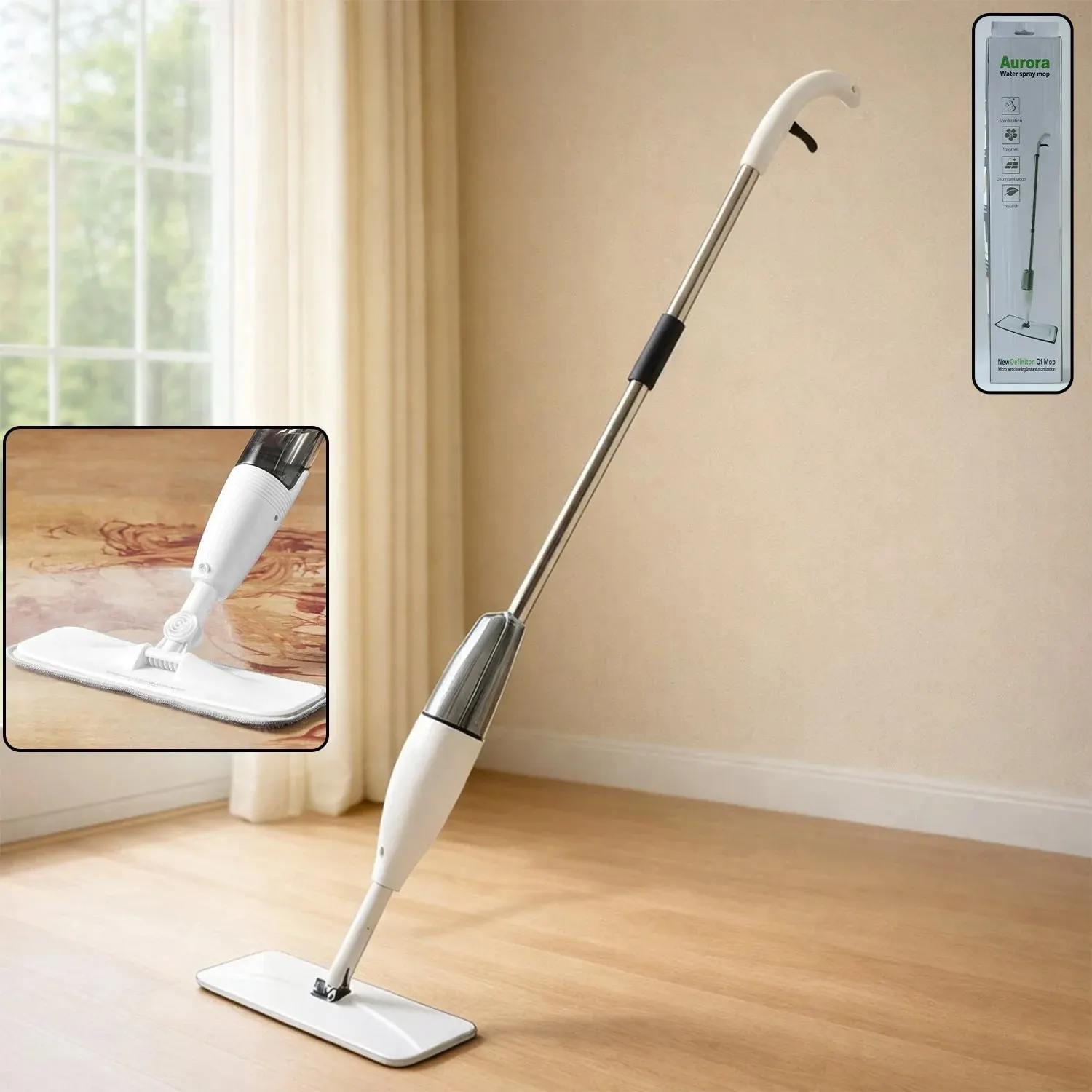 Floor Cleaning Spray Mop with Removable Washable Cleaning Pad