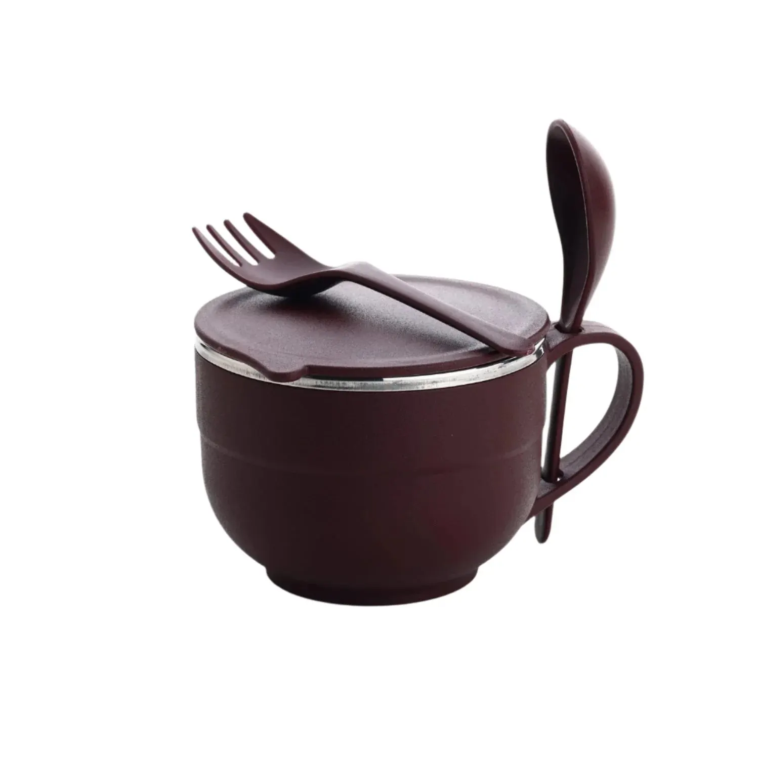 Noodles and Soup Bowl with Spoon Holder Stainless Steel Bowl Spoon Set