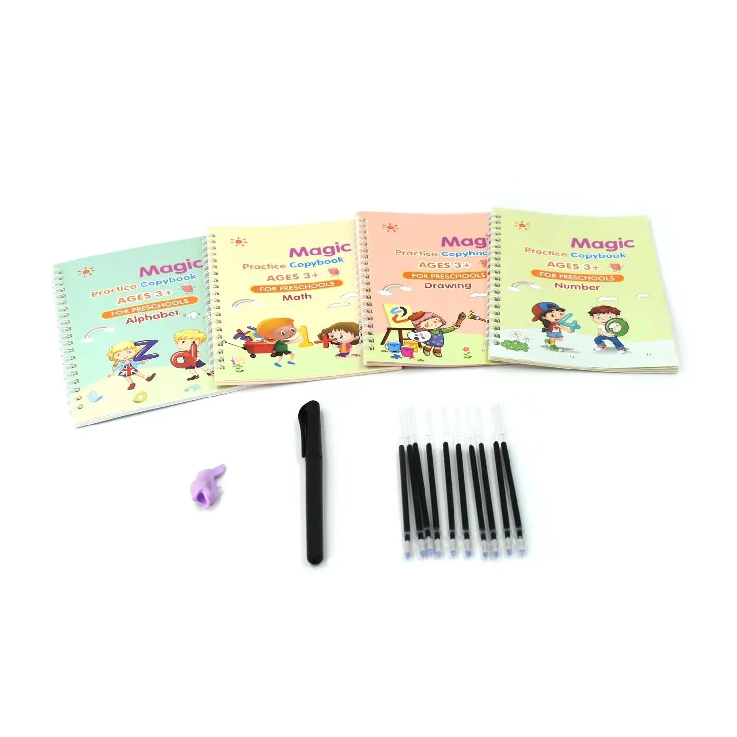 4 Pc Magic Copybook widely used by kids, children's and even adults also to write down important things over it while emergencies etc.