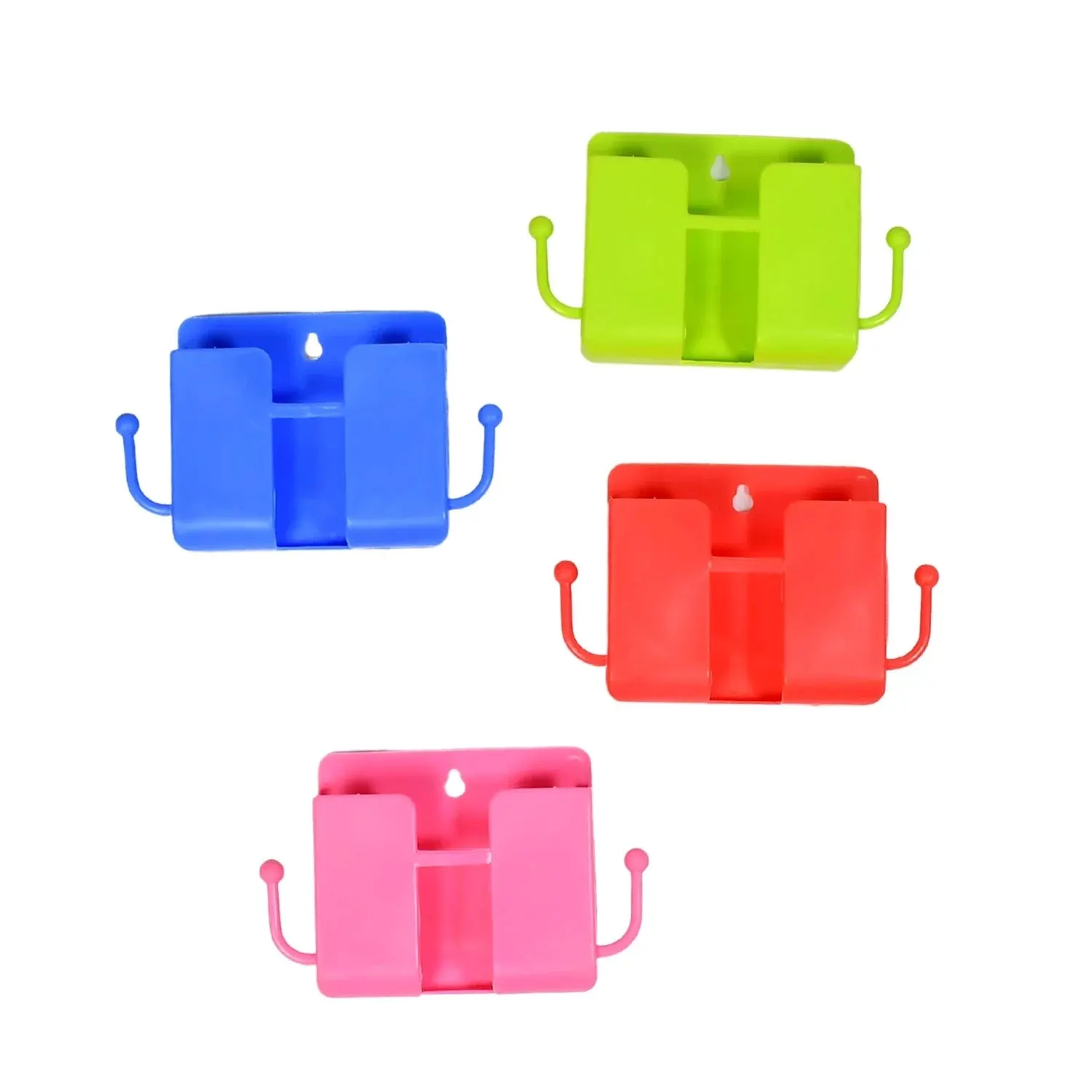 Wall Mounted Remote Storage Box with Side Hooks (4 Pcs Set)