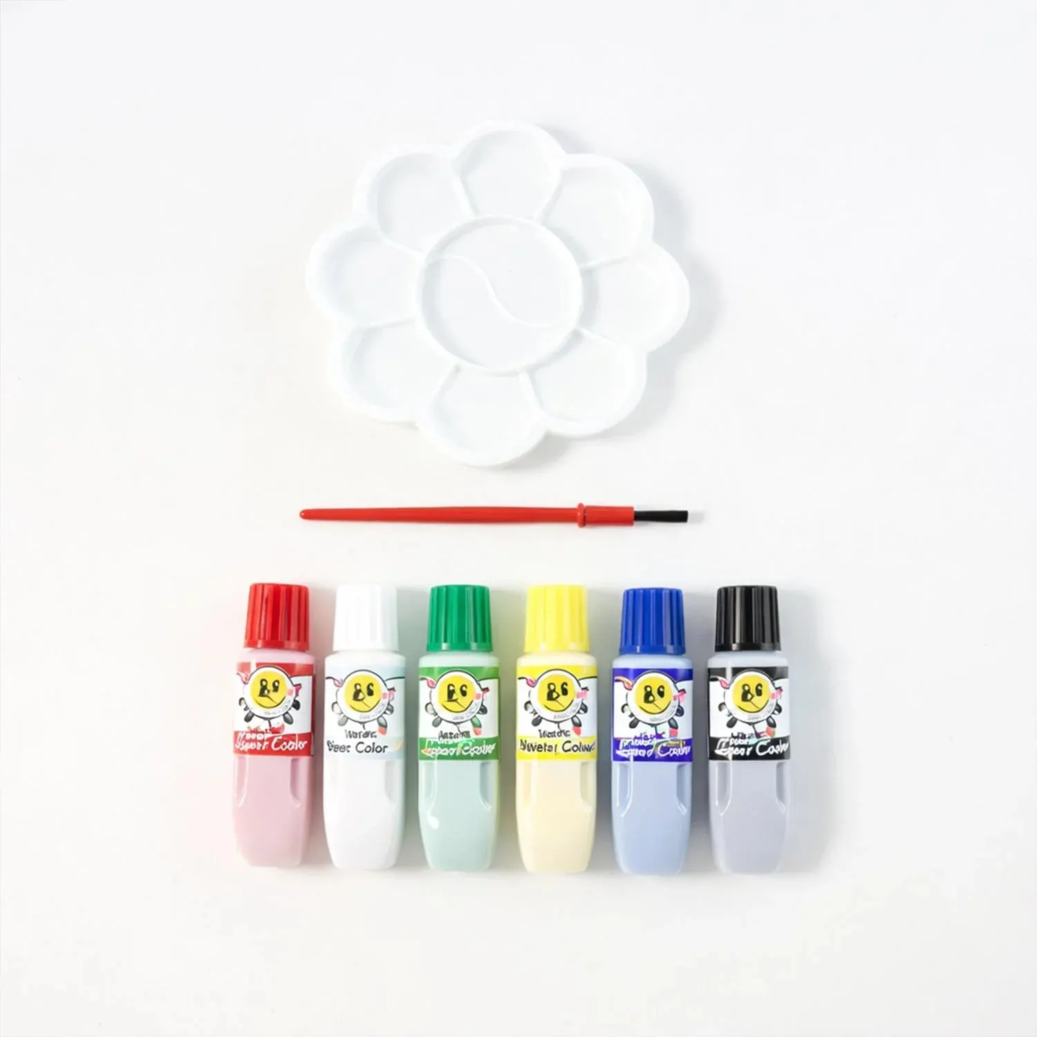 Kids Water Colour Painting Set with Brush & Mixing Palette (1 Set)