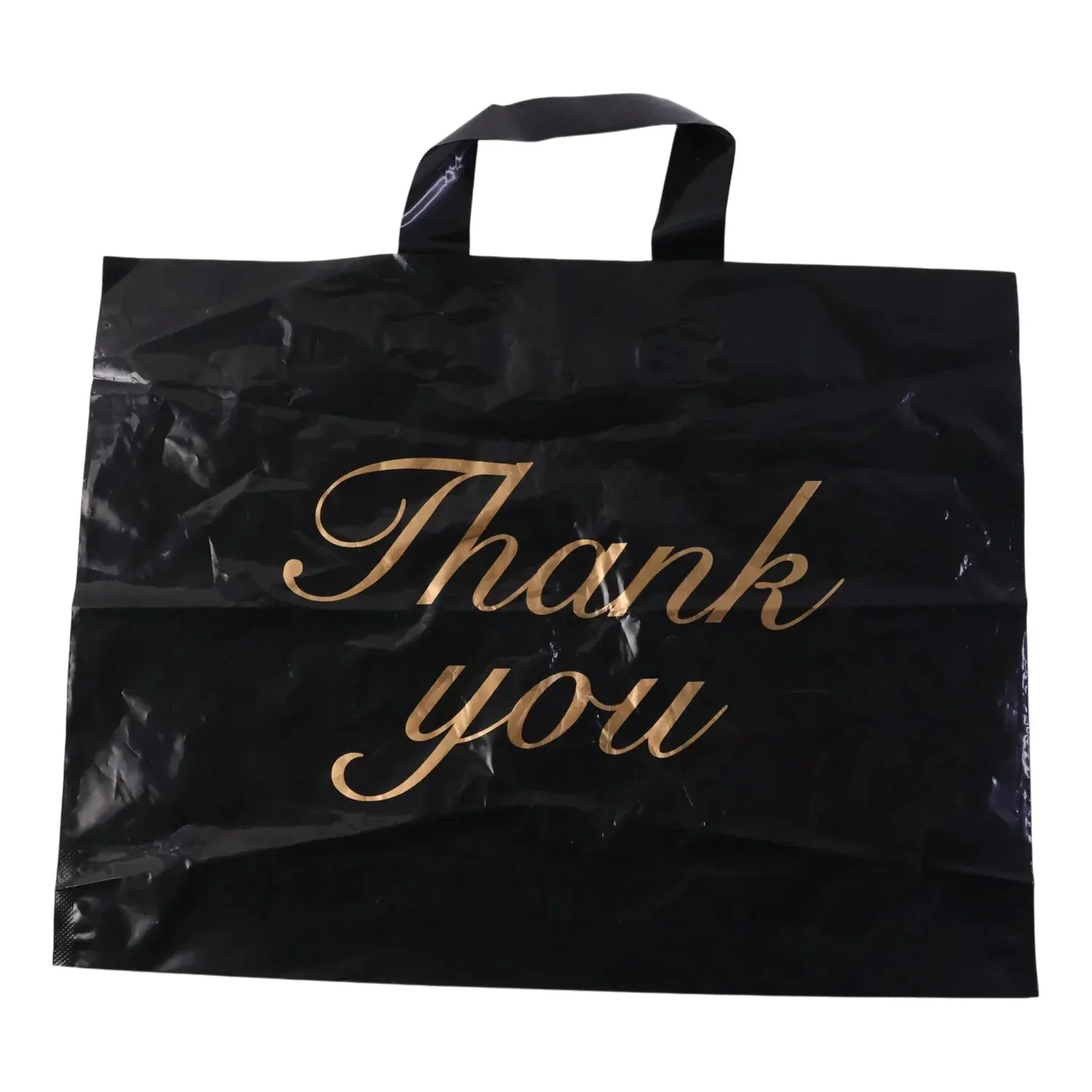 Premium Black Thank You Printed Plastic Carry Bag 30 × 39 Cm (1 Pc)
