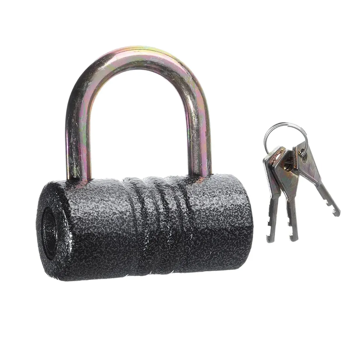 Heavy-duty iron padlock – 82mm black with brass core & 5 keys, waterproof